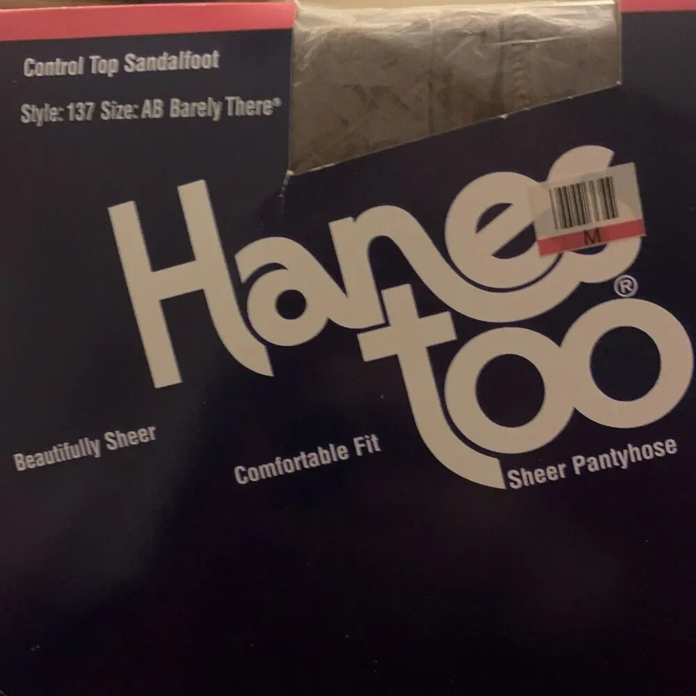 Vintage Hanes Too Control Top Sandalfoot Pantyhose AB Barley There 137